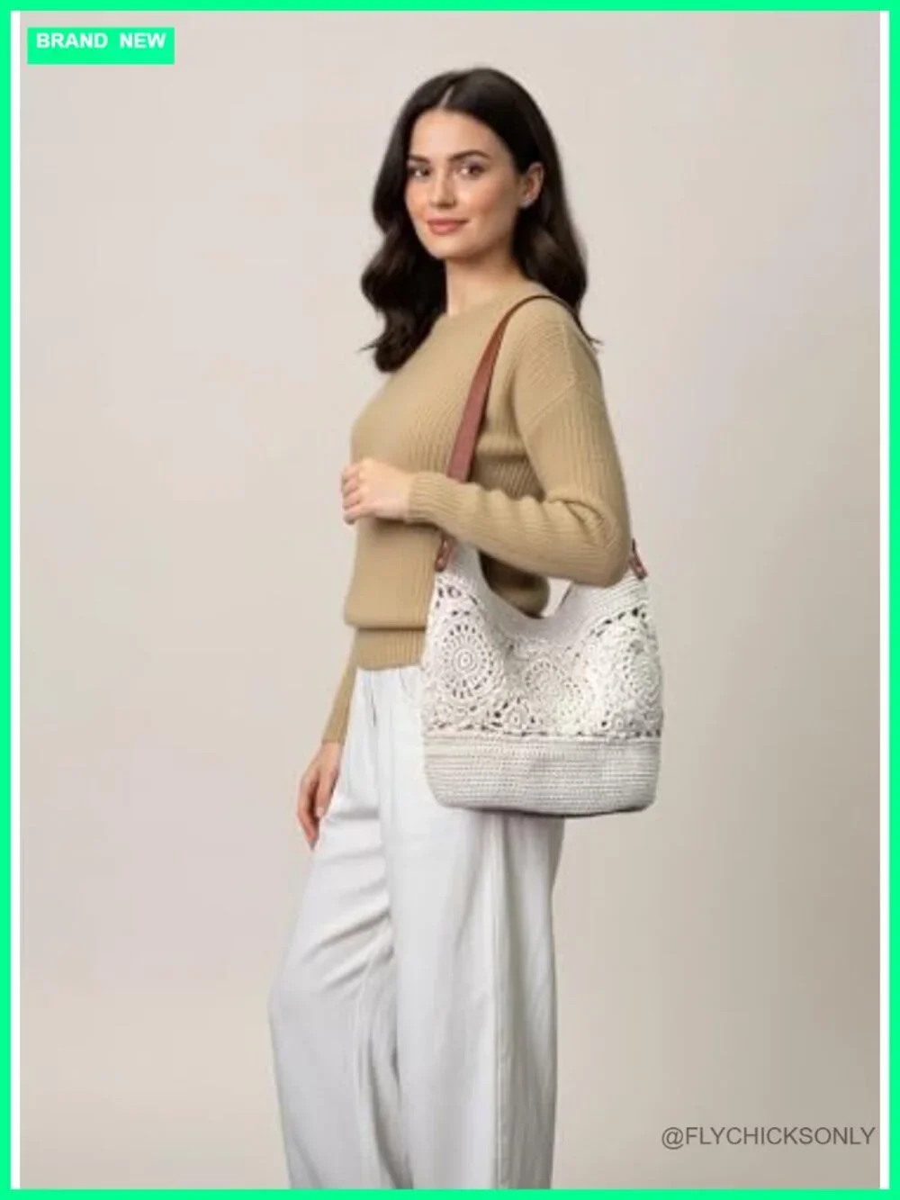 Boho Crochet Crossbody Bag Handmade Hobo Purse Large Tote for Travel